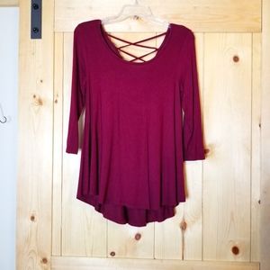 Sweet Tea's A-line Crisscross Back Scoop Neck Shirt